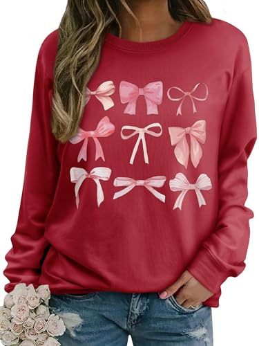 WIEIYM Damen Sweatshirt Drucken Langarm Rundhals Herbst Winter Langarmshirt Frauen Druck Locker Casual Oberteil Sport Streetwear Sweatshirts Tops Bluse