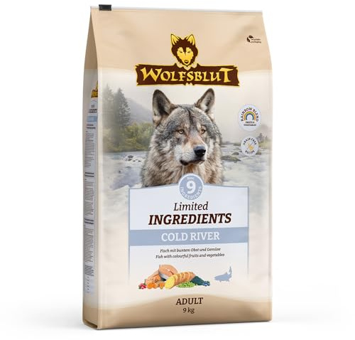 WOLFSBLUT – Cold River Adult Limited Ingredients | Futter mit natürlichen Zutaten für ausgewachsene Hunde. Alleinfutter ohne künstliche Zusatzstoffe, Farb- und Konservierungsstoffe | 9kg