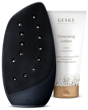 GESKE Sonic Thermo Facial Brush & Face-Lifter + Cleansing Lotion | SmartAppGuided™ | 8 in 1 + GESKE Cleansing Lotion | Set mit passender Kosmetik-Zugabe | Beauty-Bundle