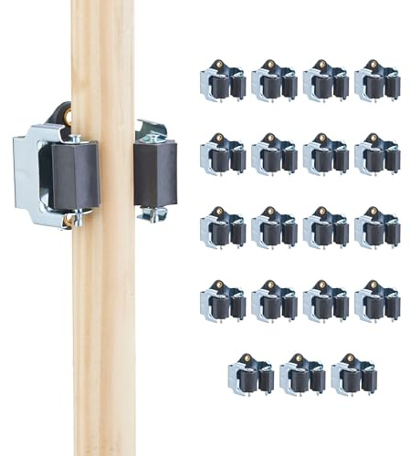 Relaxdays Gerätehalter 20er Set, zum Klemmen, Besenhalter Wand, Gartengerätehalter, Eisen & Polyresin, Silber/schwarz | Besenhalter Wand, Gartengerätehalter, Eisen & Polyresin
