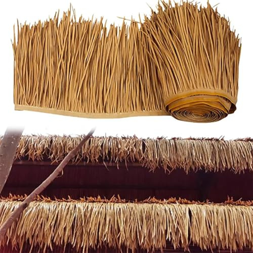 Tiki Toit chaume de palmier Matériaux de toiture artificielle Décorations de fête Jardin Tiki Bar(Size:5m/16.4ft)