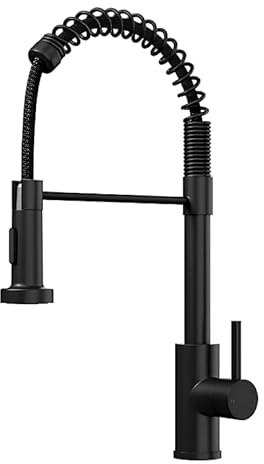 Matt Black Kitchen Sink Mixer Tap with Spring Pull Out Hose Spray Head