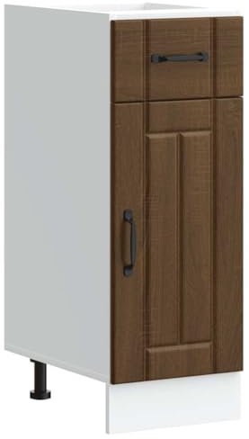 vidaXL Lucca Brown Oak Kitchen Base Cabinet - Modern Engineered Wood Storage Cabinet with Adjustable Feet - 30x46x81.5 cm, Ample Space for Kitchen Essentials