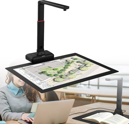 Dokumentskanner, bokskanner Bärbar Smart A2/A3 dokumentskanner Dokumentkamera med Auto Flatten Curve Tech, 23 MP HD-kamera, 120+ språk OCR för Windows och Mac