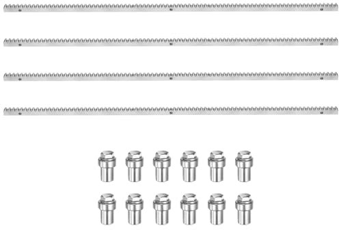 sourcing map Cremagliera in acciaio, 4 pezzi per un totale di 2 m, resistenti, rinforzati, con hardware di montaggio, ingranaggi dritti per operatori per porte scorrevoli, apri cancelli scorrevoli