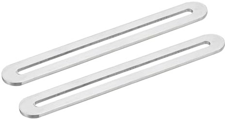 QUARKZMAN 2 Piezas Placa De Reparación Plana 6.1 x 0.75 Pulgadas Plateado | Ajustable Con Ranura, Soporte Recto De Acero Inoxidable, Para Muebles De Madera