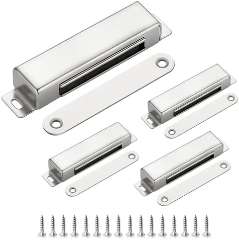 Ravinte Magnetschnäpper, 4 Stück Türmagnet Extra Stark 40 kg, Silber | Edelstahl Magnetverschluss, Für Schranktüren, Küchenschränke, Kleiderschränke, Türen, Verdeckter Haltepunkt