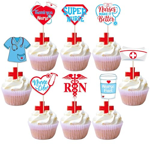 Xsstarmi 40 Pack Super Nurse Cupcake Toppers Make it Butter Thank You Nurse Cupcake Picks for Medical School Graduation Nurses Day Party Cake Decorations Supplies