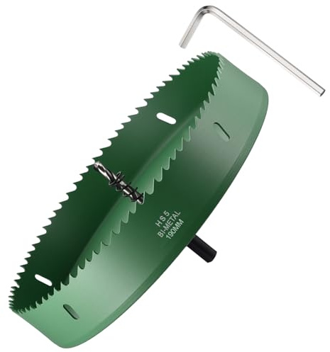METALLIXITY Bi-Metal Hole Saw 7-15/32190mm M42 HSS for Hard Steel Green | Circular Head Hole Cutter with Center Drill Bit for Stainless Steel Sheet