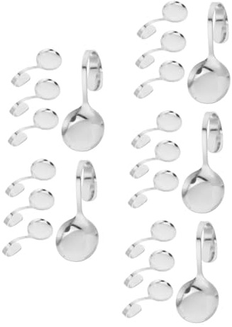 Cabilock 20 piezas Cucharas Curvas con Mango Doblado Inoxidable para Ensaladas y Aperitivos Servicio Práctico para Restaurantes Fiestas y Hogar