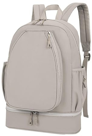 Aymzbd Zaino Da Tennis con Scomparto per Scarpe, Zaino per Laptop, Zaino Sportivo, Tasca Laterale per Allenamento, Racchette, Grigio