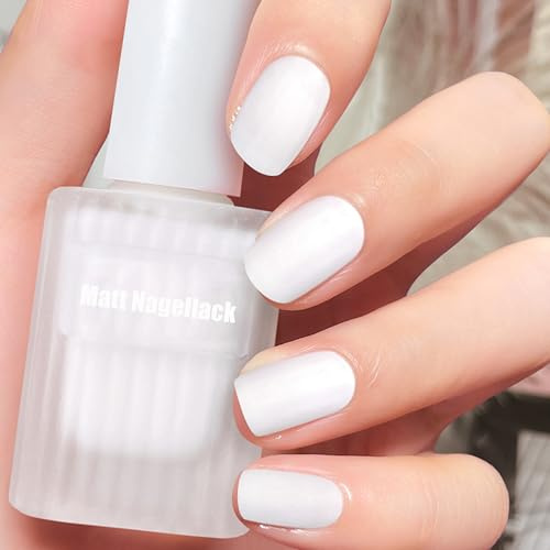 Matt Nagellack - Schnelltrocknender Langanhaltender Weiß Nagellack Ohne UV Lampe - Ungiftig Farblack Auf Wasserbasis - Natürlicher Nail Polish mit Veganer Formel für Frauen Männer DIY Maniküre (WHITE)