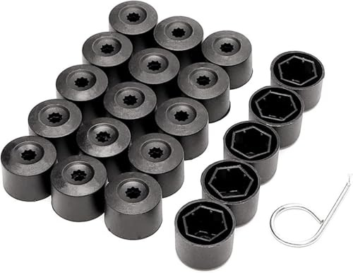 Zodazoqa 20 Pieces 17mm Wheel Bolt Caps With Removal Tool,Wheel Bolt Nut Caps Covers Universal Hex Screw Caps For Vw Golf All Cars Anti-Theft Durable Wheel Nut Caps (Black)