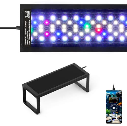 fishkeeper 6-Rows WRGB Aquarium Beleuchtung, Aquarium Lampe LCD-Steuerung | 24/7 Aquarium Licht, Programmierbar DIY Modu mit Timer (1-Min) & 1%-Dimmung & 9 Farben & 1-Tasten-Sync & Speicherfunktion