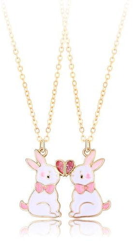 LuLiyLdJ Beste Freunde Ketten,Magnetische Freundschaft Halsketten für 2 Mädchen Freundschaftskette,Schwester Halskette,Osterhase Anhänger,Freundschaftsketten für 2,Schöne Kaninchen Anhänger