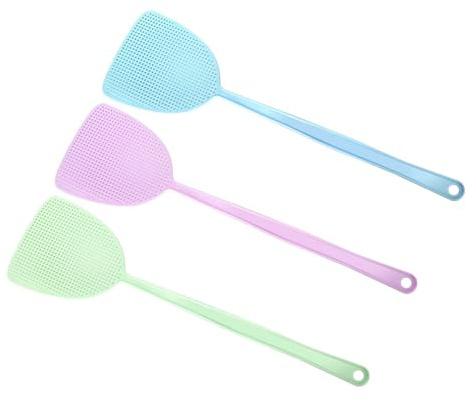 Matamoscas de plástico resistente, matamoscas de control manual, matamoscas fuerte y resistente con mango largo, 3 unidades