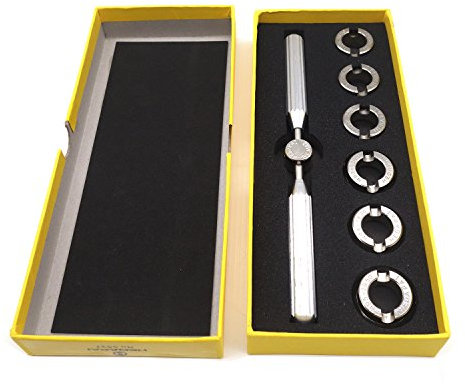 Yolando Uhrenöffner Professionelle Gehäuseöffner Uhröffner Tool Kit Uhr Zurück Fallöffner Remover Werkzeug für Rolex und Tudor, zum Batteriewechsel, mit 1 Schraubenschlüssel und 6 Gerillt Futter