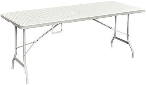 Rechteckiger Tisch Polyrattan zusammenklappbar in Epoxy Stahl pulverbeschichtet 180 x 75 x H72 cm. BIANCO