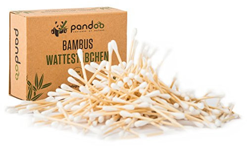 pandoo Lot de 14 cotons-tiges en bambou | 2800 pièces | 100 % biodégradables, végétaliens et durables | cotons-tiges compostables de qualité supérieure | bâtonnets d'oreille sans plastique