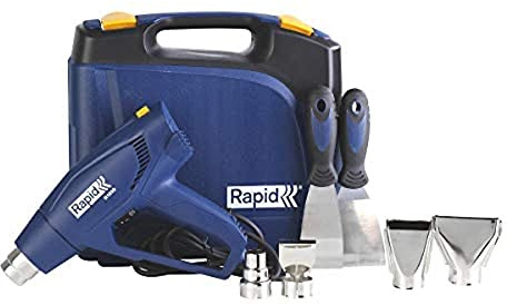 RAPID R1800 Hot Air Gun Starter Kit with Case and Accessories, 1800W DIY Heat Gun, Remove Paint, Shrink & De-Solder, Two Stage Temperature Regulation, Handle Protection (5001403)