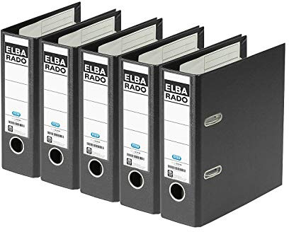 ELBA Ordner rado plast, A5 hoch, 75 mm, Karton PVC schwarz 5