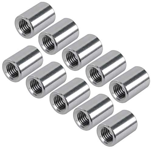 TOPPROS (Pack of 10 Round Connector Nuts, M8x25mm Height Outside Diameter12mm Sleeve Rod bar Stud Nut 304 Stainless Steel