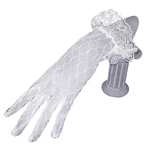 GIVBRO Damen Spitzenhandschuhe Vintage Brauthandschuhe Handwear Zubehör für Abend Opera Tanzparty Hochzeit Dress Up Weiß