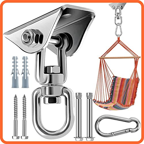 Gancio Soffitto Ganci Altalena 360° Rotazione Set Suspension Hanging Chair, 304 Acciaio Inox Supporto Sacco da BoxeCapacità di 450KG per Calcestruzzo e Legno, Altalena, Yoga, Amaca, Sacco da Boxe