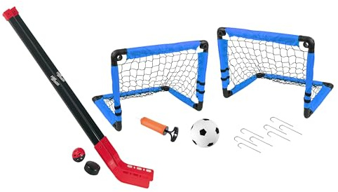 Spiel AG Hockey Set Street und Feldhockey Eishockey 2 Tore 1 Ball 1 Puck 2 Hockeyschläger 1 Fußball