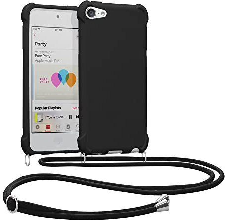 kwmobile Coque Compatible avec Apple iPod Touch 6G / 7G (6ème et 7ème génération) - Housse en Silicone avec Collier Noir