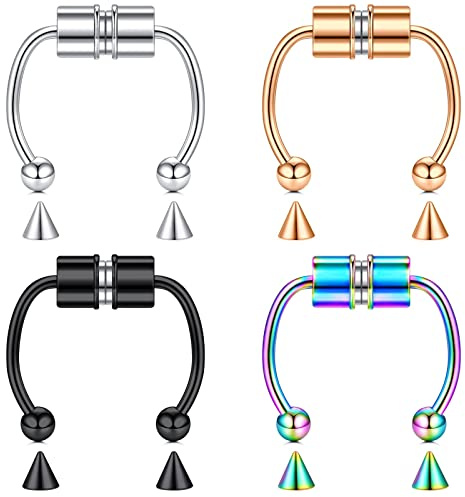 D.Bella Fake Nose Ring Non Piercing Magnetic Piercing Fake Septum Ring for Women Men