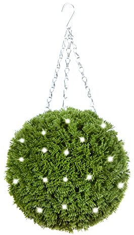 Best Artificial Palla topiaria di conifera pre-illuminata da 28 cm, con 30 luci LED bianche luminose impermeabili a batteria