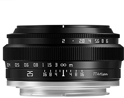 TTArtisan APS-C 25mm F2 Metal Bodied Lens Compatible with M43 Mount - Black