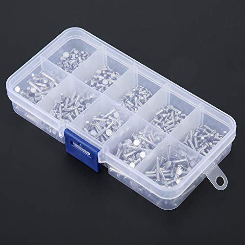 Aluminium-Blindnieten Set,M2-Nieten, Hammernieten, Aluminium, 500 Stück, M2-Flachkopf-Aluminiumnieten, Flachkopf-Vollnieten, 3 Mm, 18 Mm Länge