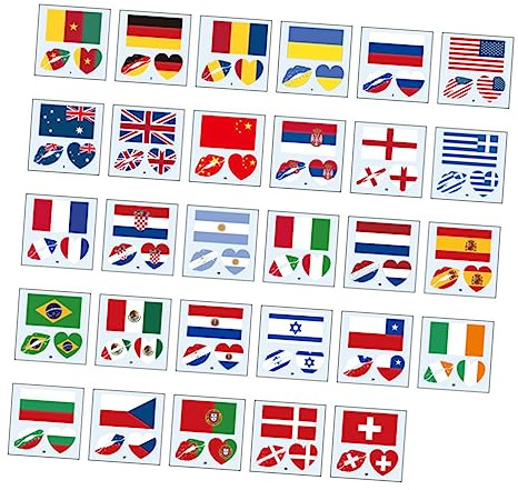 FOMIYES Wasserfeste Gesichtssticker mit Nationalflaggen für Sportveranstaltungen und Marathon Langlebige Temporäre Tattoos Hautfreundlich und Schweißbeständig