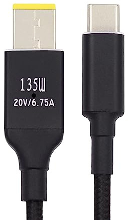 JSER 135W Type-C USB-C Cable to DC Rectangle 11.0 * 4.5mm Power PD Charge Cable for Thinkpad X1 Legion Y7000P Laptop DC20V 6.25A
