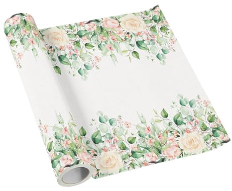 Paw - Chemin de Table en airlaid (40 cm x 5 m) I Décoration de Table Communion Confirmation Mariage Anniversaire Party baptême I Nappe de Chemin de Table - Feuilles Fleurs I Couleur: Floral Moments