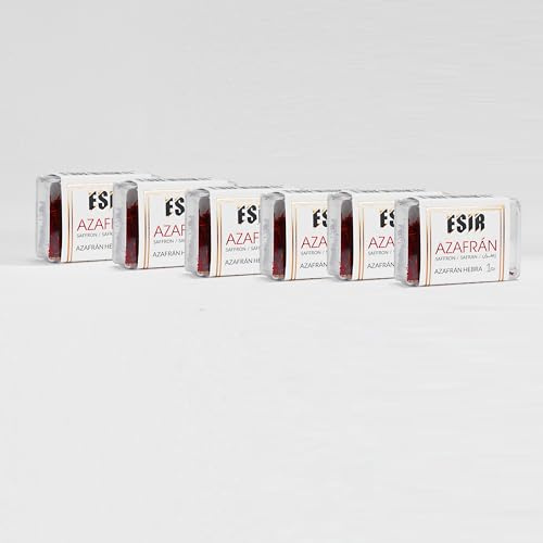 Esir Saffron Pushal, Fils de safran 100% Purs et Naturels | Safran Pistils | Tout Rouge Safran Authentique |1g - Paquet de 6|