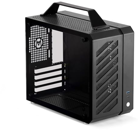 MECHANIC MASTER Mechanic Master C26 Small Cube Sugar M-ATX Chassis/Alumium/Steel/Temered Glass ITX/MATX Small Form Factor Computer Case (Elegant Black)