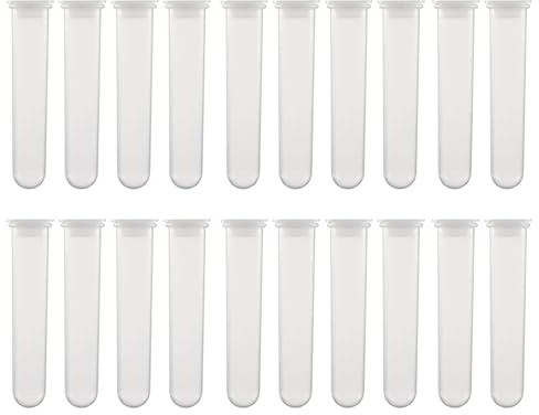 HUAZIZ 20 Pièces Tubes à centrifuger Plastiques 20ml avec Capuchon à Pression Microtube à centrifuger gradué en polypropylène Fond rond Conteneur pour Billes Échantillon Labo Transparent