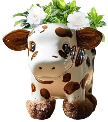 Fioriera a forma di mucca delle Highlands, grazioso vaso da fiori a forma di mucca delle Highland, per decorazione da giardino, regalo di Natale di compleanno per donne, decorazione per la casa, in