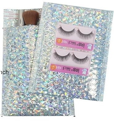 LuftpolsterumschläGe 10PCS Holographische Metallic Blase Mailer Laser Geschenk Taschen Glamour Bunte Folie Blase Umschläge Gepolsterte Versand Mailing Umschlag Versandtaschen Luftpolster(Color:Silver