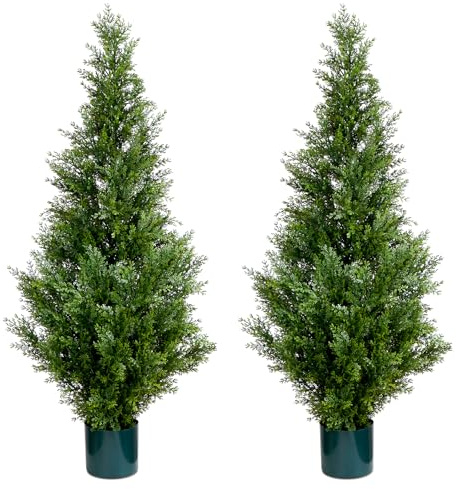 Leflos Árbol topiario de Cedro Artificial, 120cm árbol de ciprés de imitación, árbol de ciprés Artificial Deco para salón, Oficina, Festival & Fiesta, 2pcs