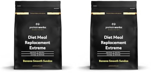 Protein Works - Diet Meal Replacement Extreme | 200 Kalorien pro Trinkmahlzeit | Diät Trinkmahlzeit | Abnehm Shake | 16 Servings | Banana Smooth Sundae | 1kg (Packung mit 2)