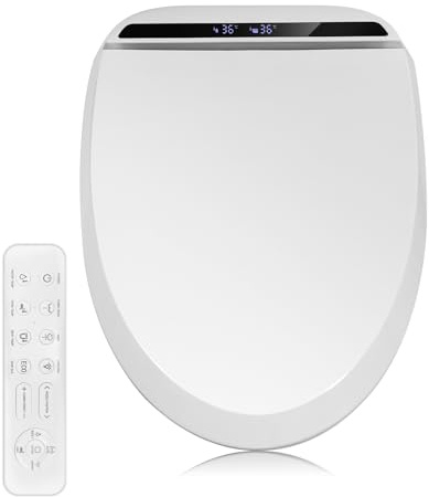 Kwanner Intelligenter Smart Toilettensitz, Länglich, Elektronisches Bidet, WC Dusche, Beheizter Sitz Japanische Toilette, Mit Seitlichem Bedienelement, Selbstleerender Wassertank-Technologie (Modern)