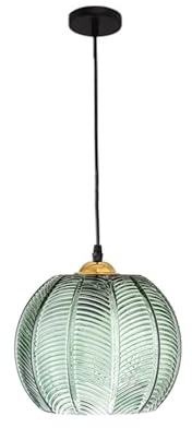 S-Cevada Vintage Grün Glas Pendelleuchte 15cm Kugelförmige Hängeleuchte für Schlafzimmer Wohnzimmer Kücheninsel Flur Esszimmer (Grün, 20cm)