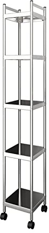 Carrello portaoggetti sottile su ruote, in acciaio inox, per piccoli spazi, soggiorno e bagno, 25 cm di larghezza, per una facile mobilità ed elegante conservazione