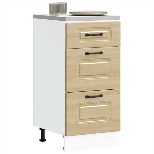 ZQQLVOO Kalmar Meuble de cuisine en chêne Sonoma avec grand espace de rangement et pieds réglables pour cuisine