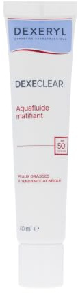 DEXECLEAR by DEXERYL Aquafluide Matifiant SPF50+ - Crème Hydratante - 40ml | Complexe Filtrant Anti-UVA-UVB - Contrôle l'Excès de Sébum - 1% P-Refinyl® - Sans Parfum - Visage Peaux Grasses à Acnéique