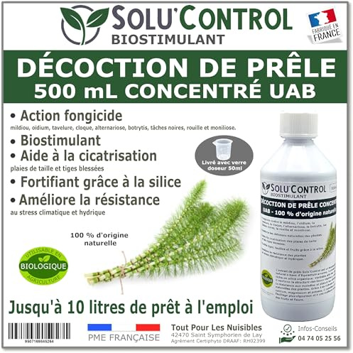 Décoction de Prêle Solu’Control – 500 ml Concentré UAB – Action Fongicide, Biostimulant, Aide à la Cicatrisation – Fortifiant à la Silice – 100% Naturel – Fabriqué en France